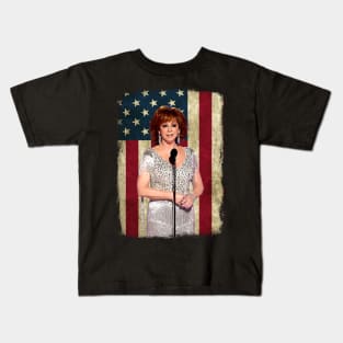 Vintage American Flag Reba McEntire Singer Legend Kids T-Shirt